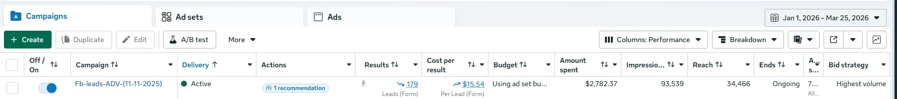 Carolina Supreme Construction ad account results